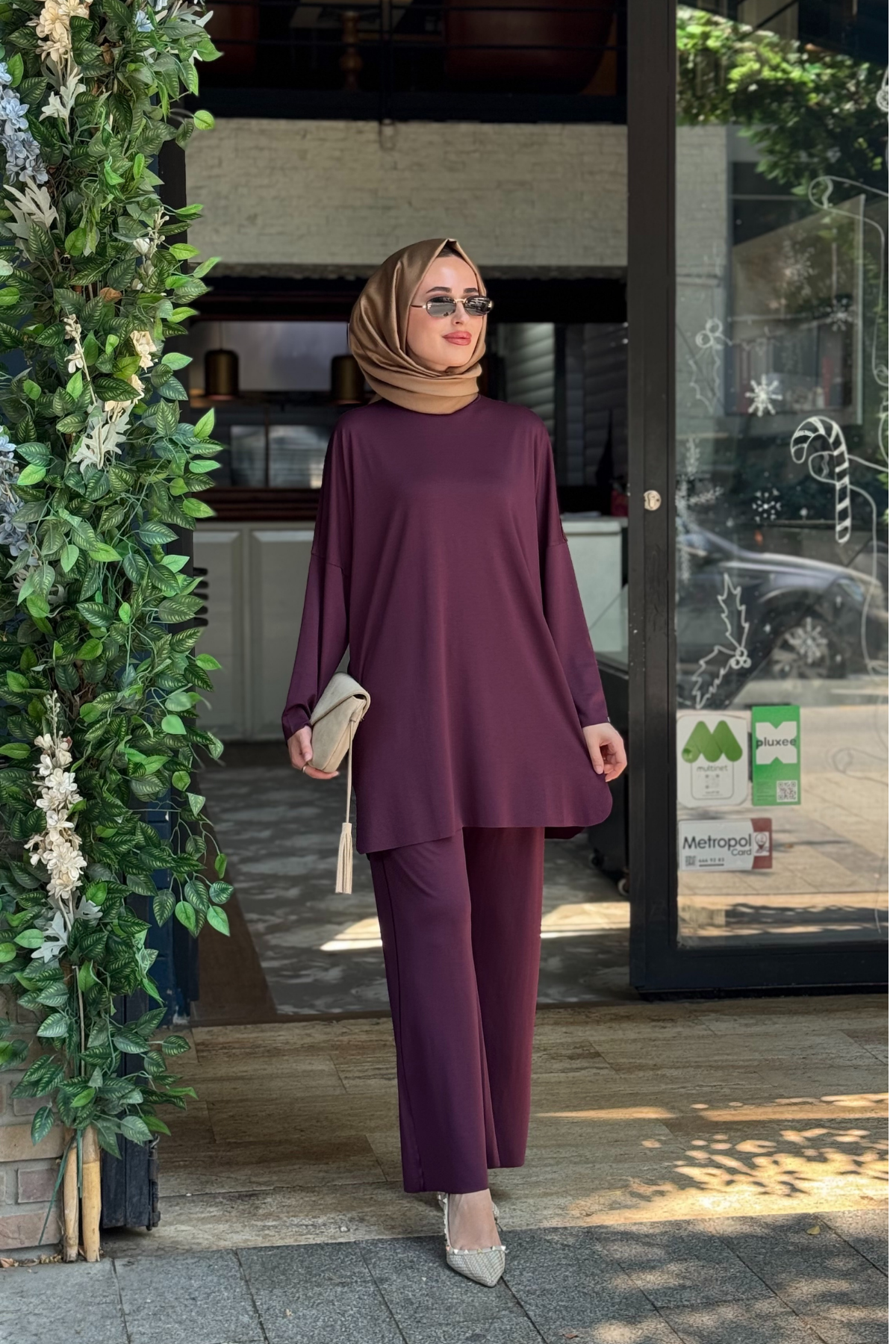 İNVEE Pantolonlu Takım 7126 Vişne