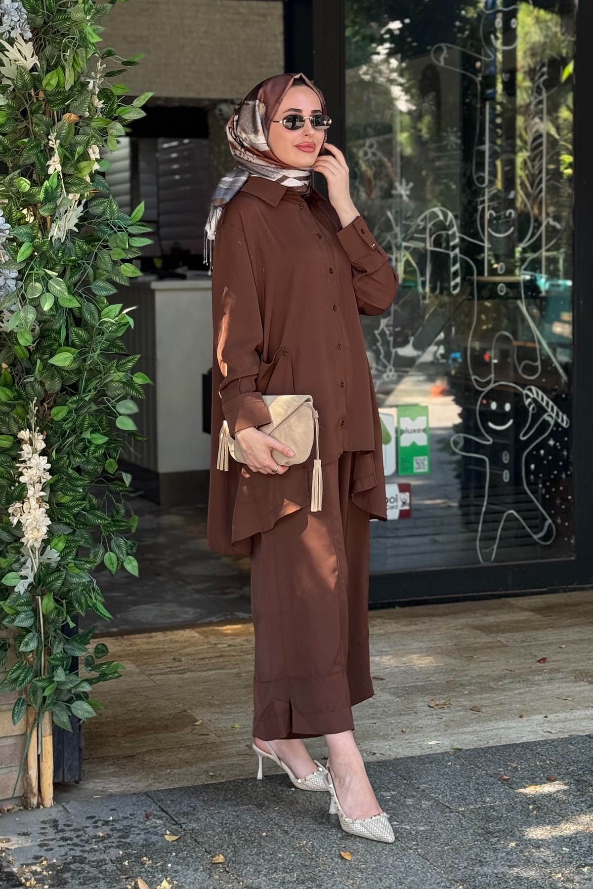 İNVEE Pantolonlu Takım 7166A Kahve