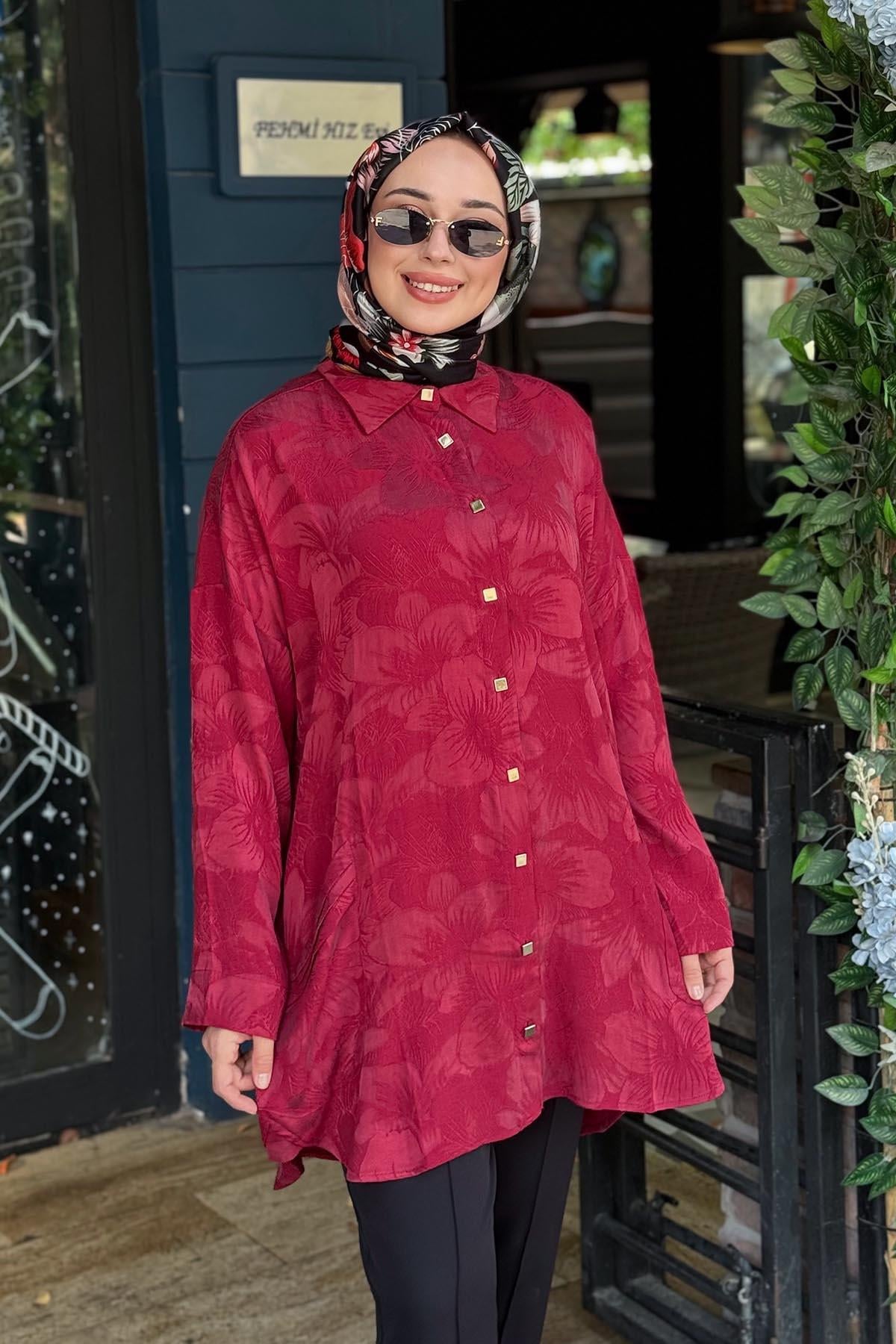 İNVEE Rozaliya Gömlek 7109 Bordo