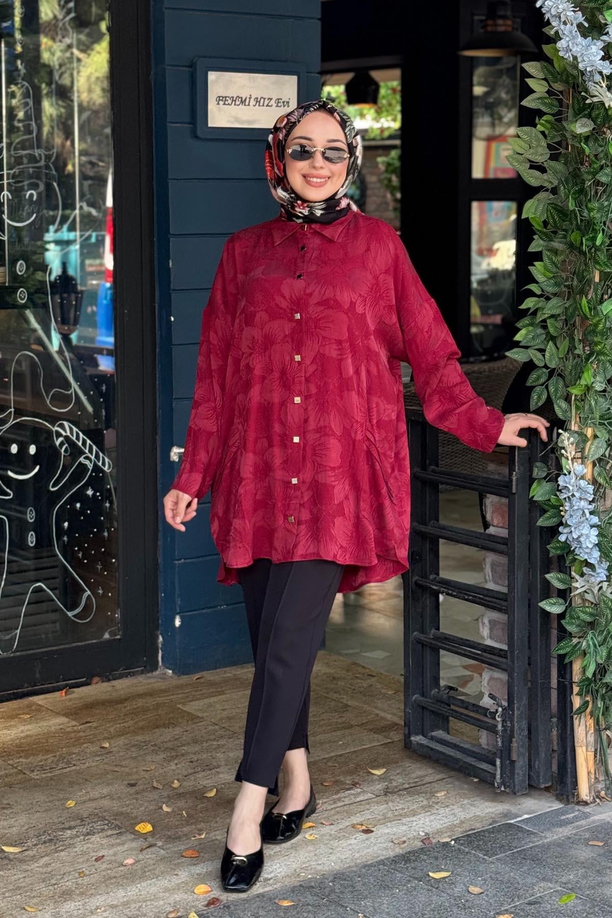 İNVEE Rozaliya Gömlek 7109 Bordo