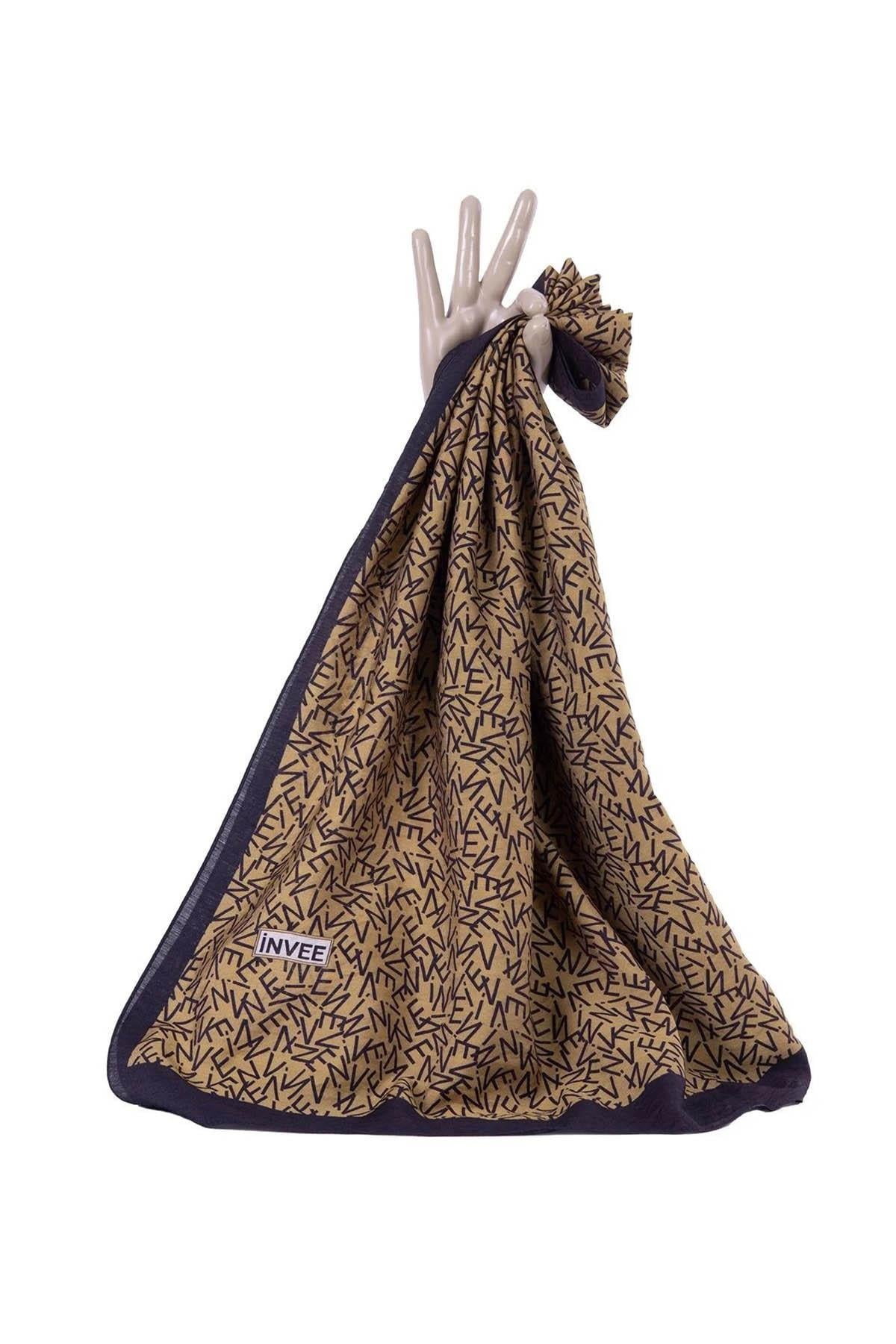 İNVEE Şal 1554 Siyah - Camel