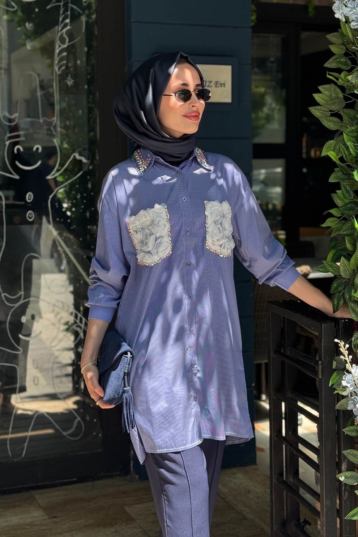 İNVEE Taşlı Gömlek 7004 Mavi