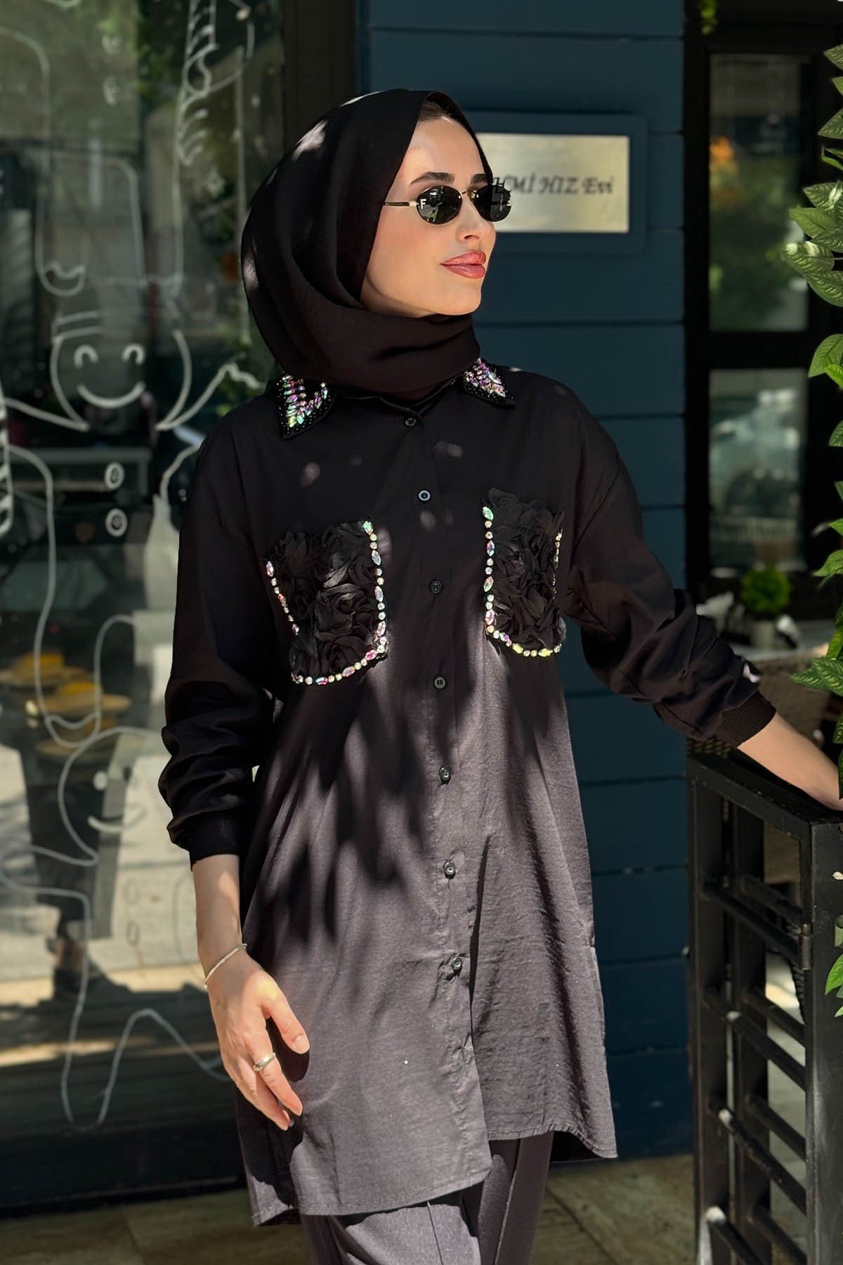 İNVEE Taşlı Gömlek 7004 Siyah