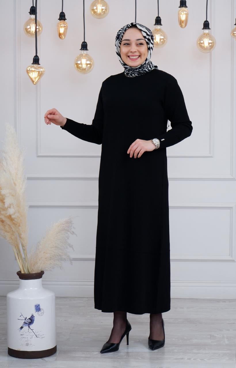 İNVEE Triko Elbise İ6930 Siyah