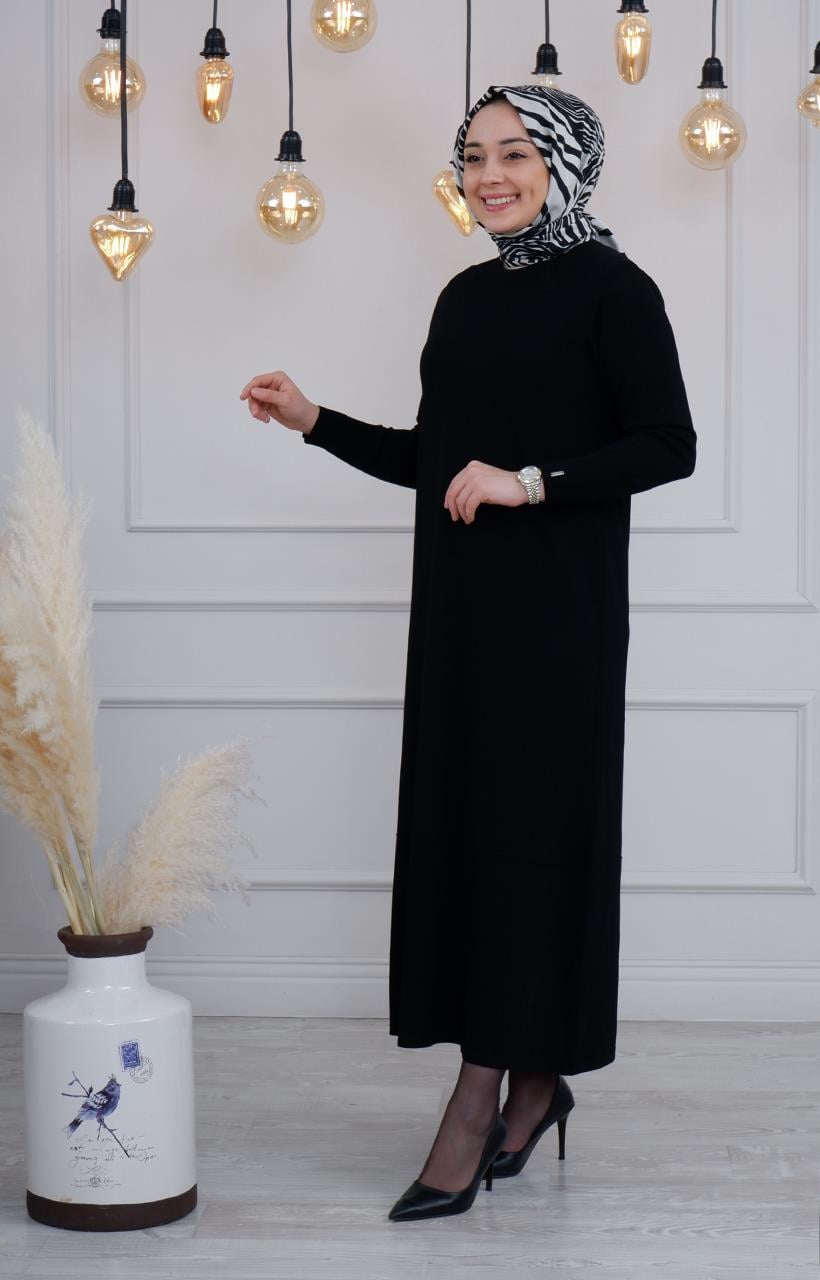 İNVEE Triko Elbise İ6930 Siyah