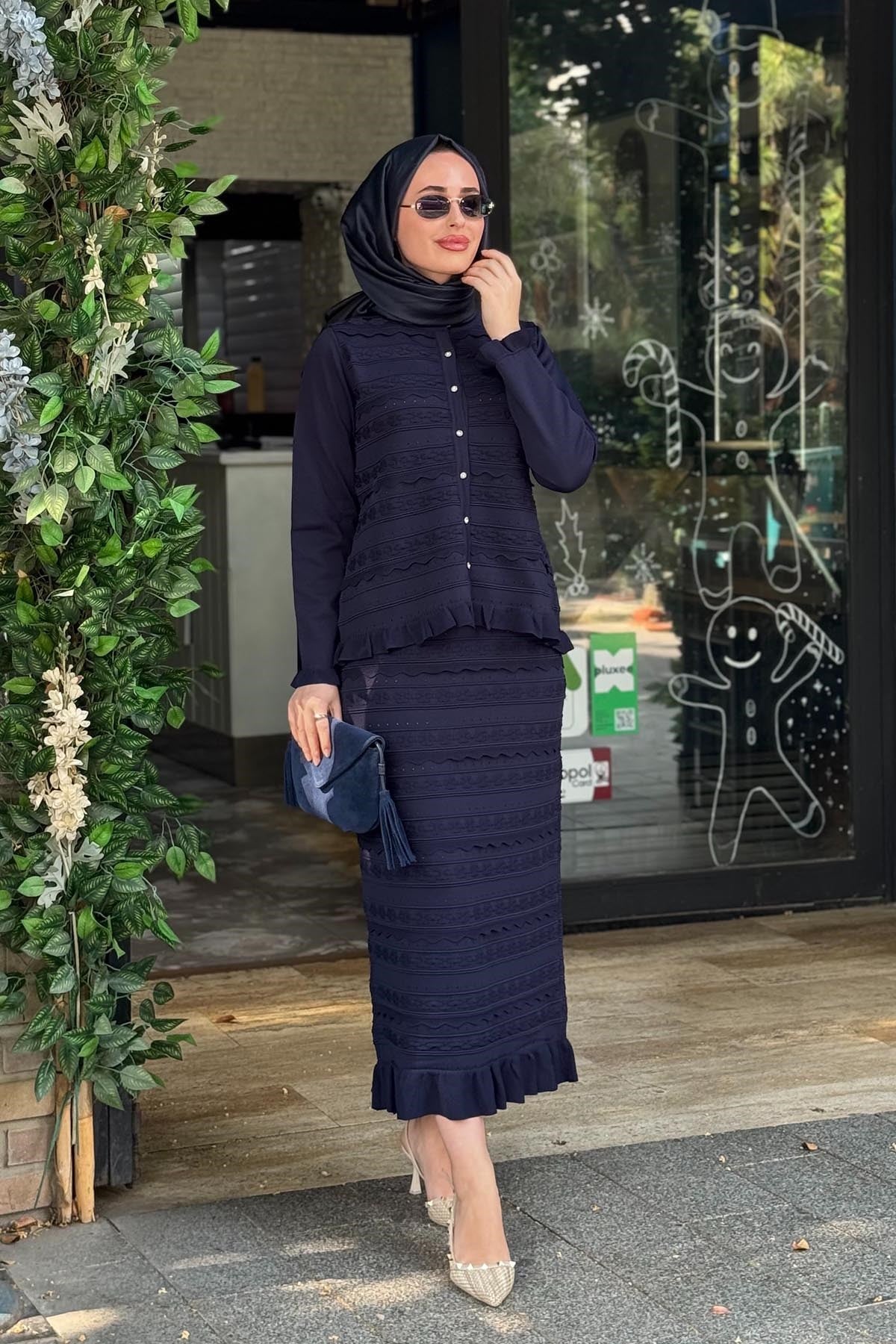 İNVEE Triko Etekli Takım 7130 Lacivert