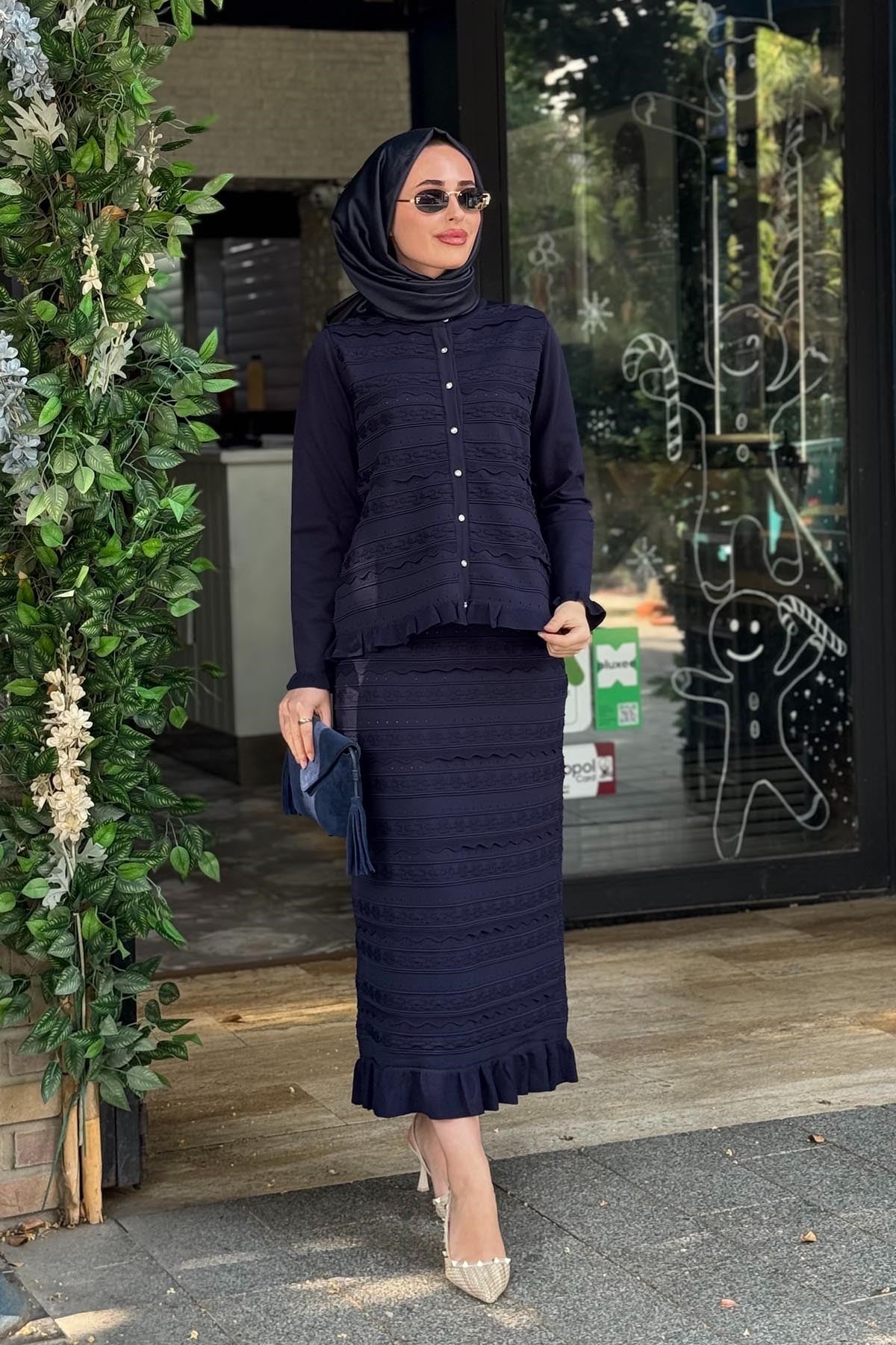 İNVEE Triko Etekli Takım 7130 Lacivert