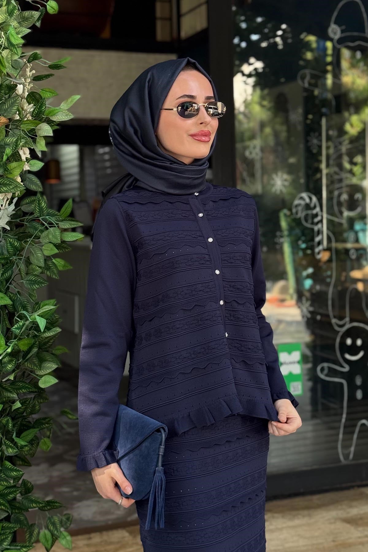 İNVEE Triko Etekli Takım 7130 Lacivert