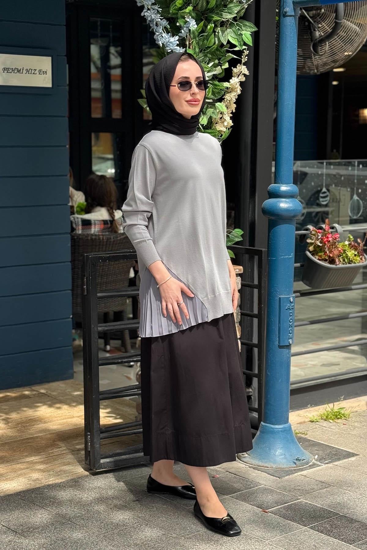 İNVEE Triko Tunik 7194 Gri