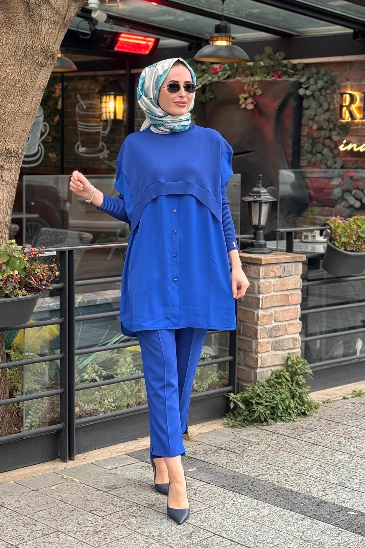 İNVEE Tunik 6883 Saks Mavi