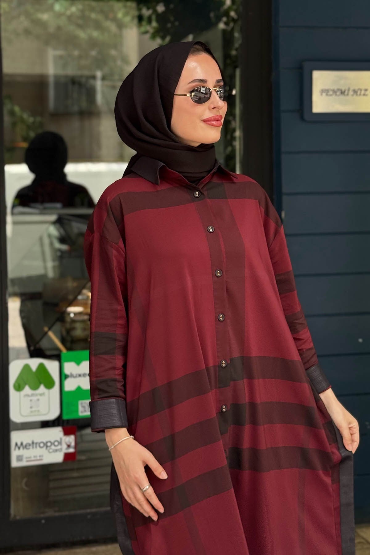 İNVEE Uzun Gömlek 7240 Bordo