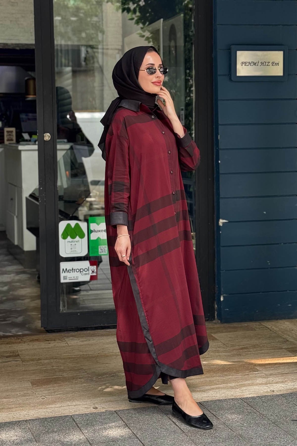 İNVEE Uzun Gömlek 7240 Bordo
