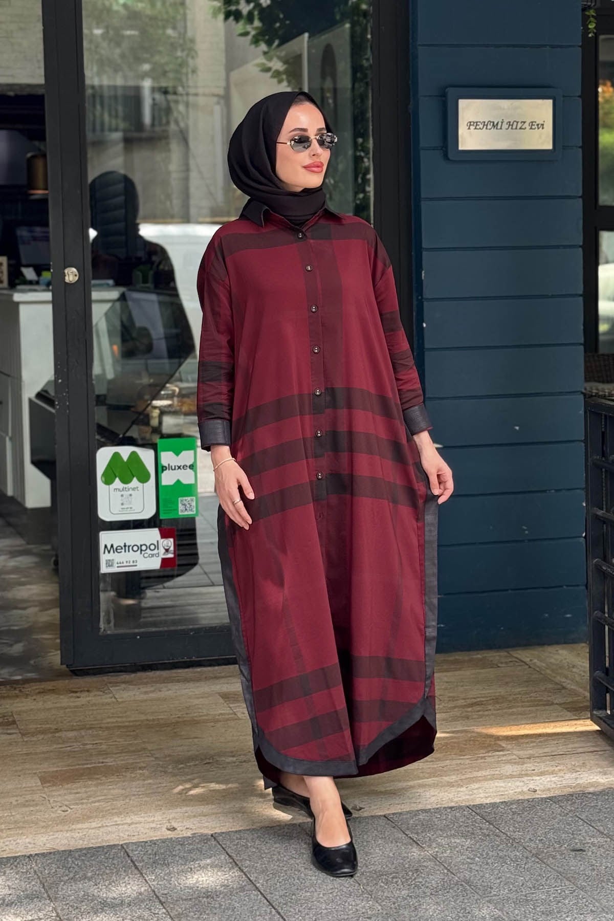 İNVEE Uzun Gömlek 7240 Bordo