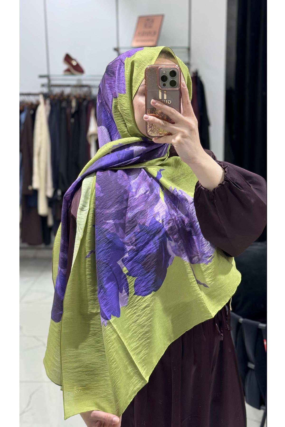 ipekevi Tensoft Şal 02296 Fıstık Yeşili - Mor