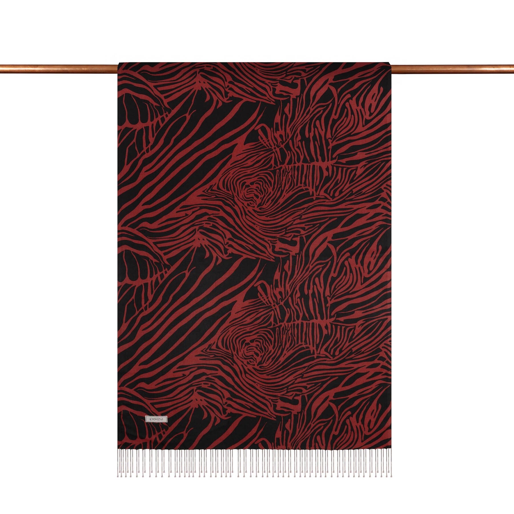 ipekevi Zebra Şal 02671 Siyah - Bordo
