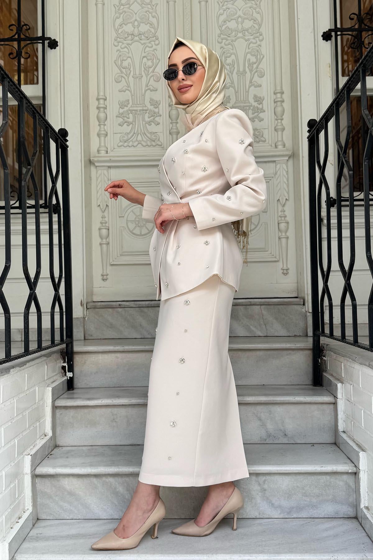 JAMILA SARAH 3'lü Takım SS25-9063 Taş