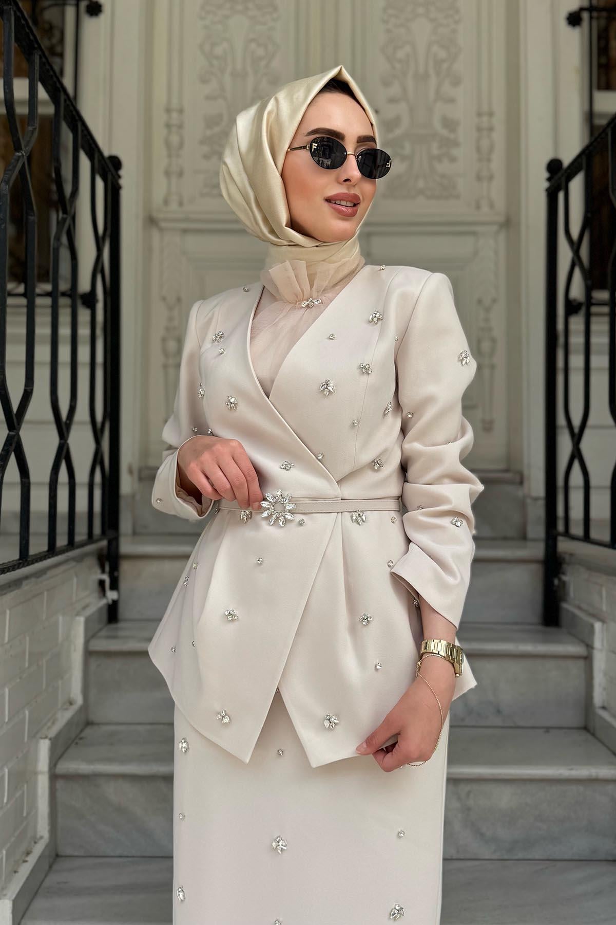 JAMILA SARAH 3'lü Takım SS25-9063 Taş