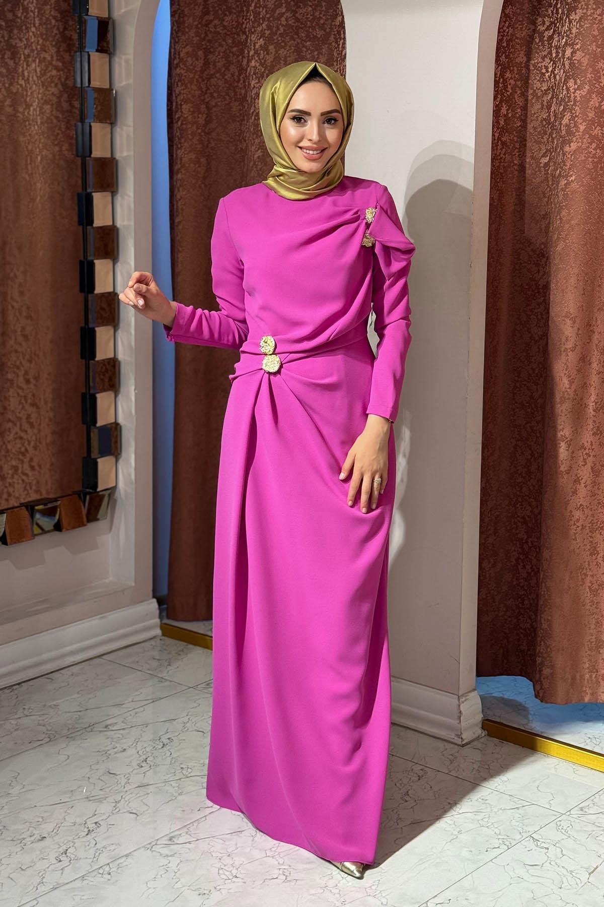 JAMILA SARAH Abiye SS25-3072 Fuşya