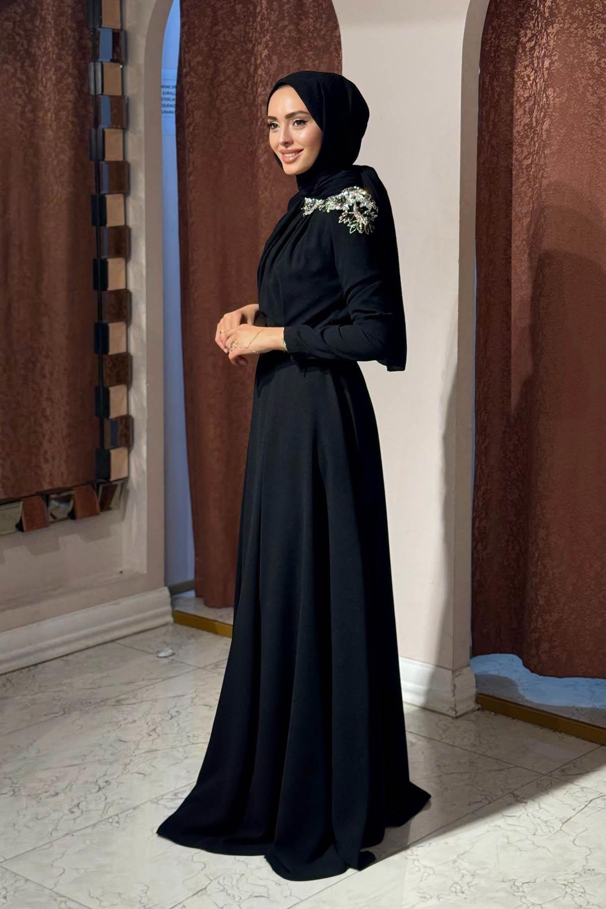 JAMILA SARAH Berfin Abiye SS25-3115 Siyah
