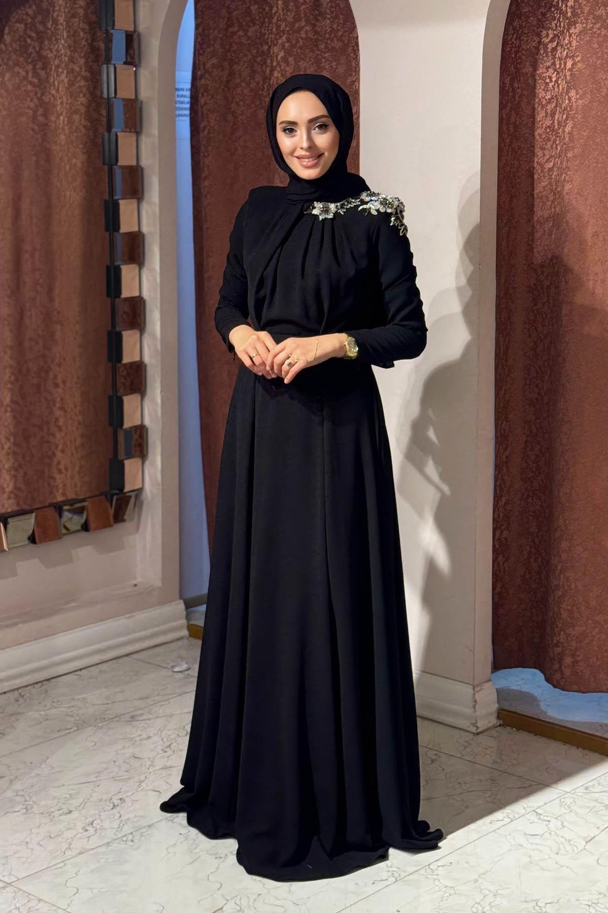 JAMILA SARAH Berfin Abiye SS25-3115 Siyah