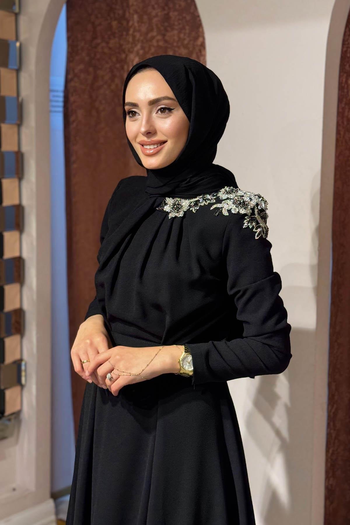 JAMILA SARAH Berfin Abiye SS25-3115 Siyah