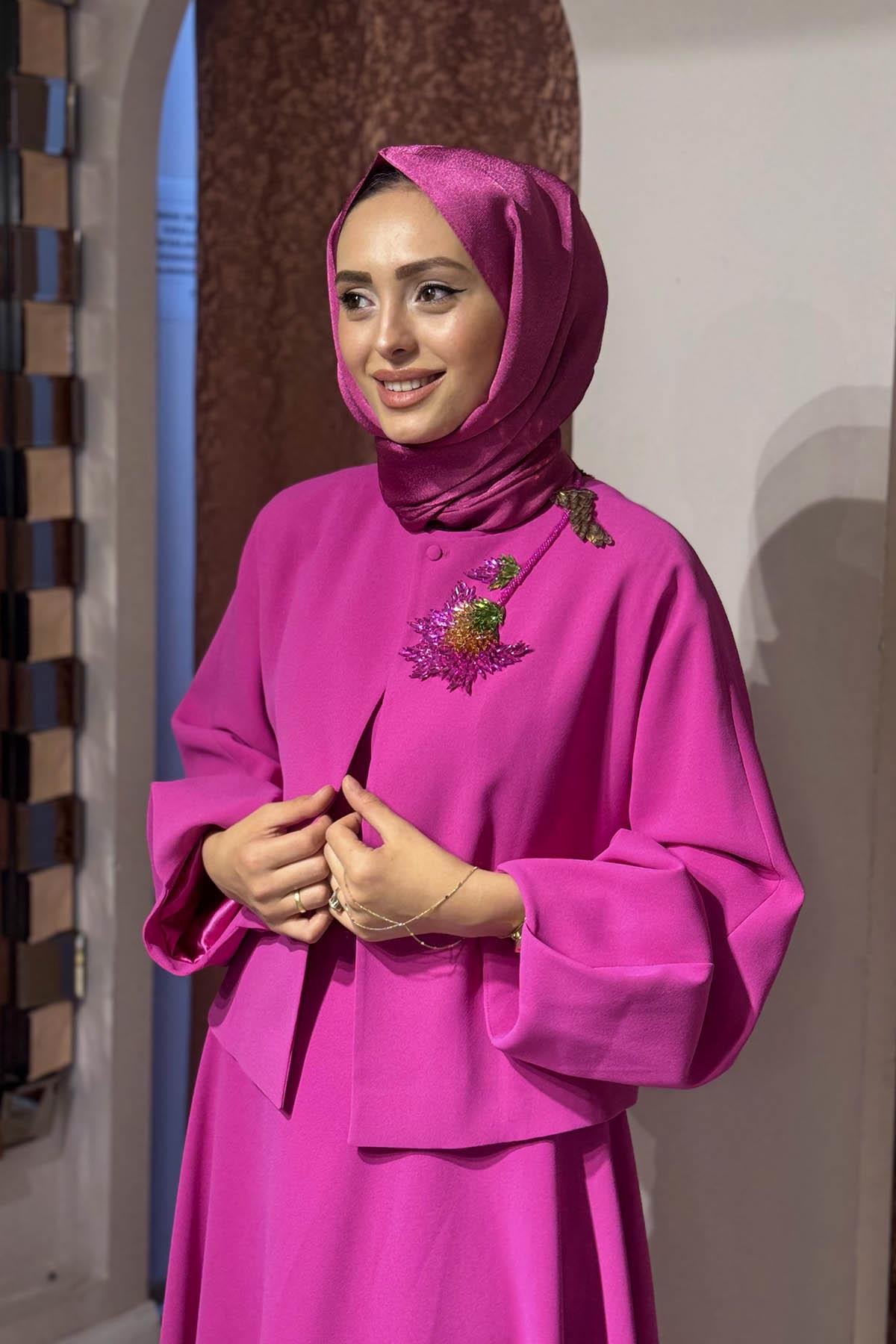 JAMILA SARAH Dilan Abiye SS25-9081 Böğürtlen