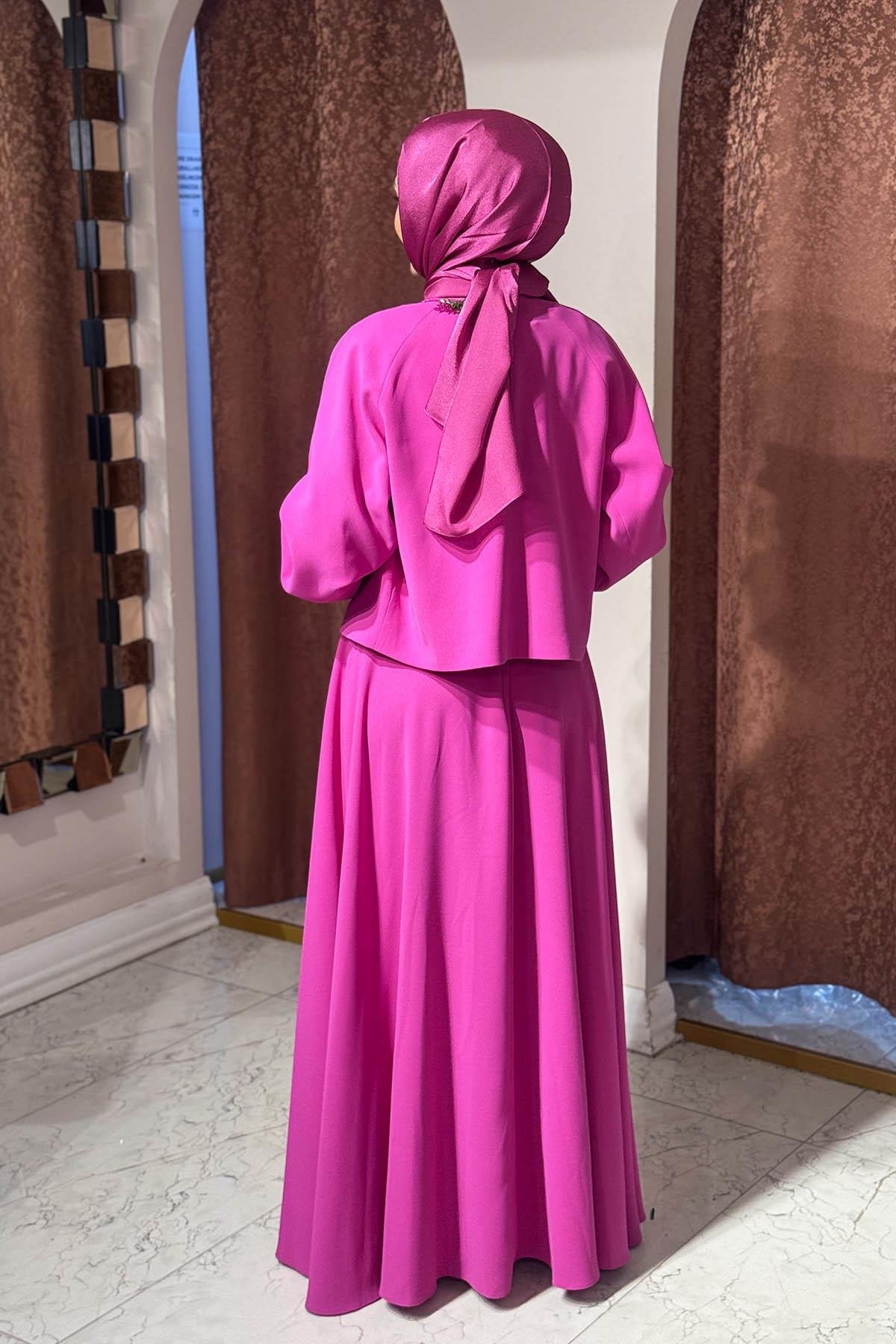 JAMILA SARAH Dilan Abiye SS25-9081 Böğürtlen