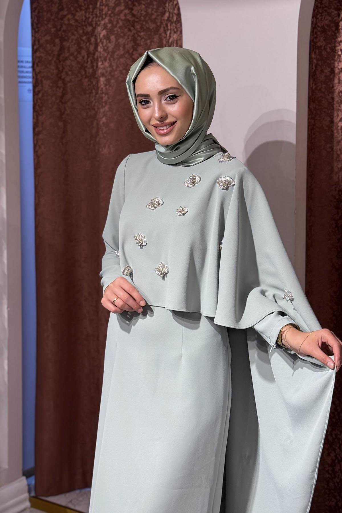 JAMILA SARAH Dilruba Abiye SS25-3112 Nil Yeşili