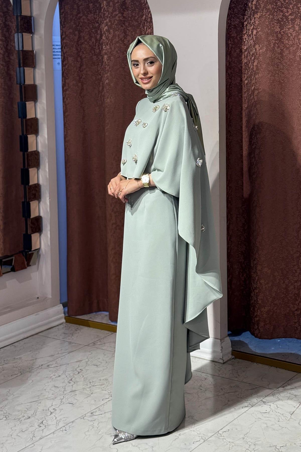 JAMILA SARAH Dilruba Abiye SS25-3112 Nil Yeşili