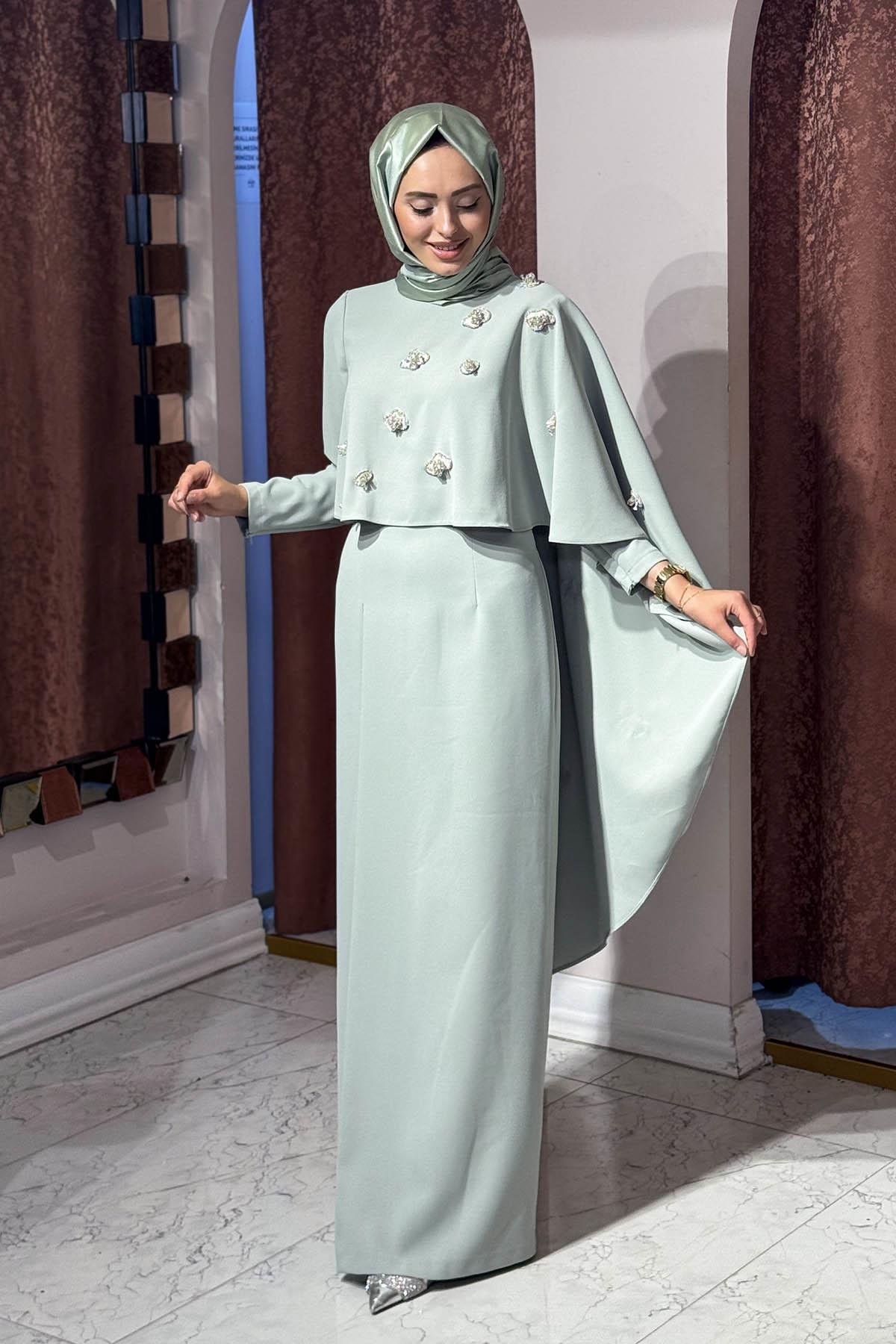 JAMILA SARAH Dilruba Abiye SS25-3112 Nil Yeşili