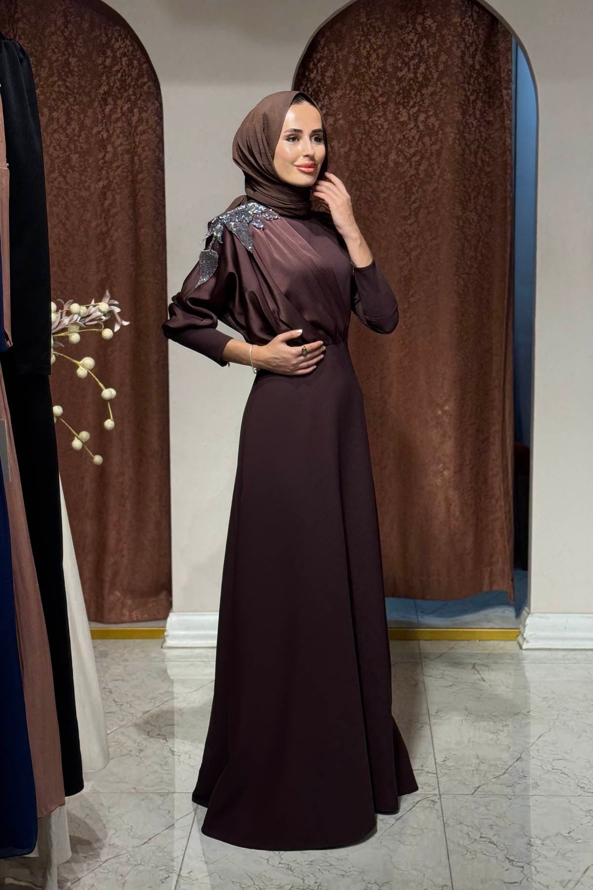JAMİLA SARAH Loveyle Abiye FW27-3438 Çikolata