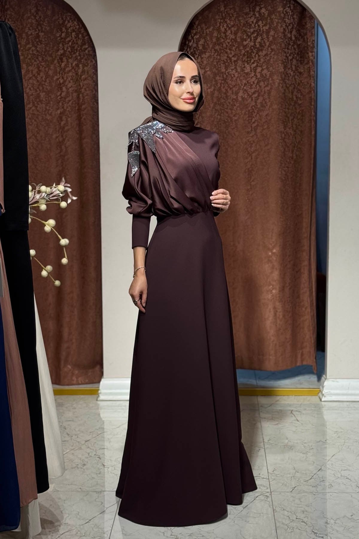 JAMİLA SARAH Loveyle Abiye FW27-3438 Çikolata
