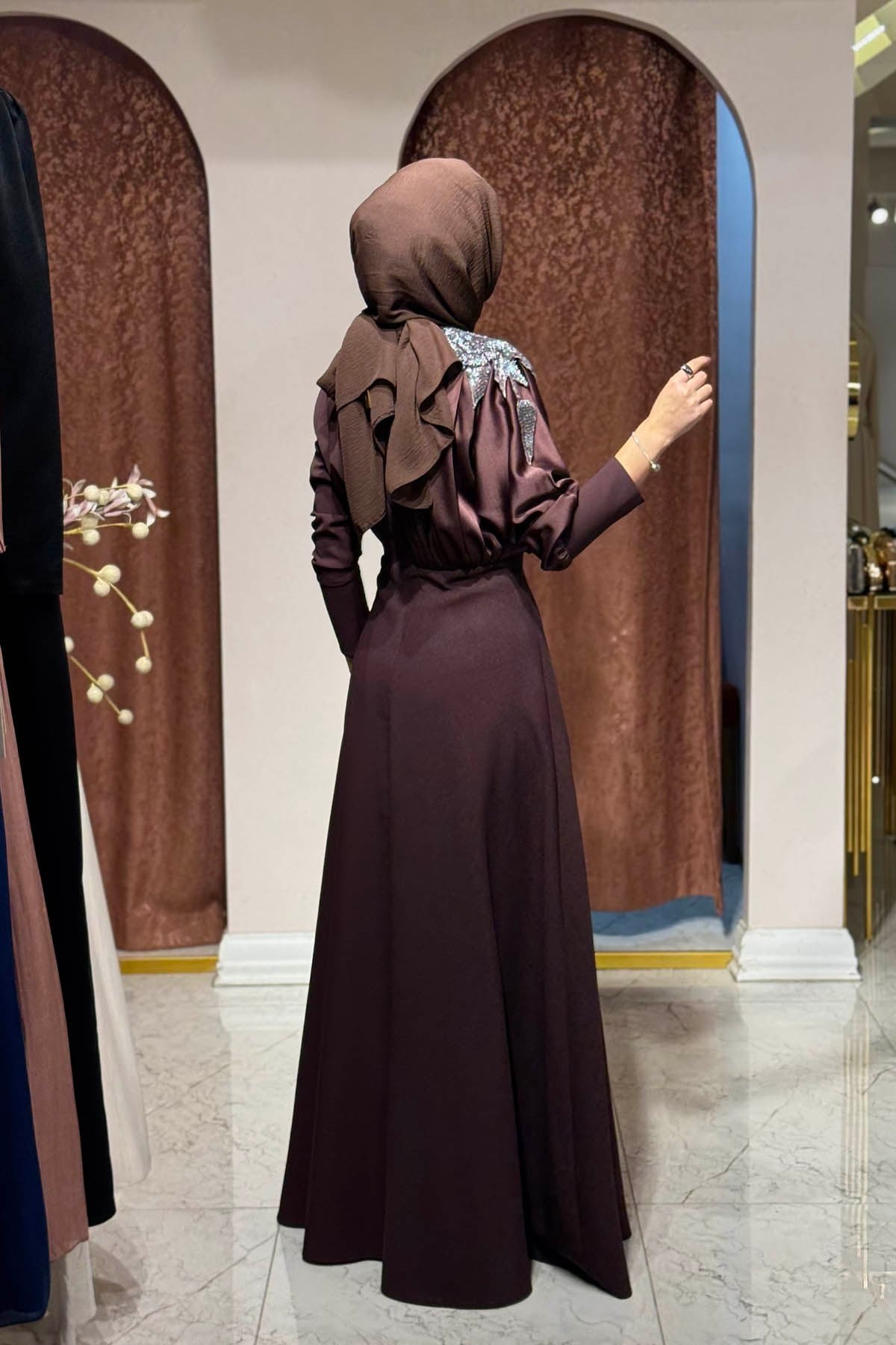 JAMİLA SARAH Loveyle Abiye FW27-3438 Çikolata
