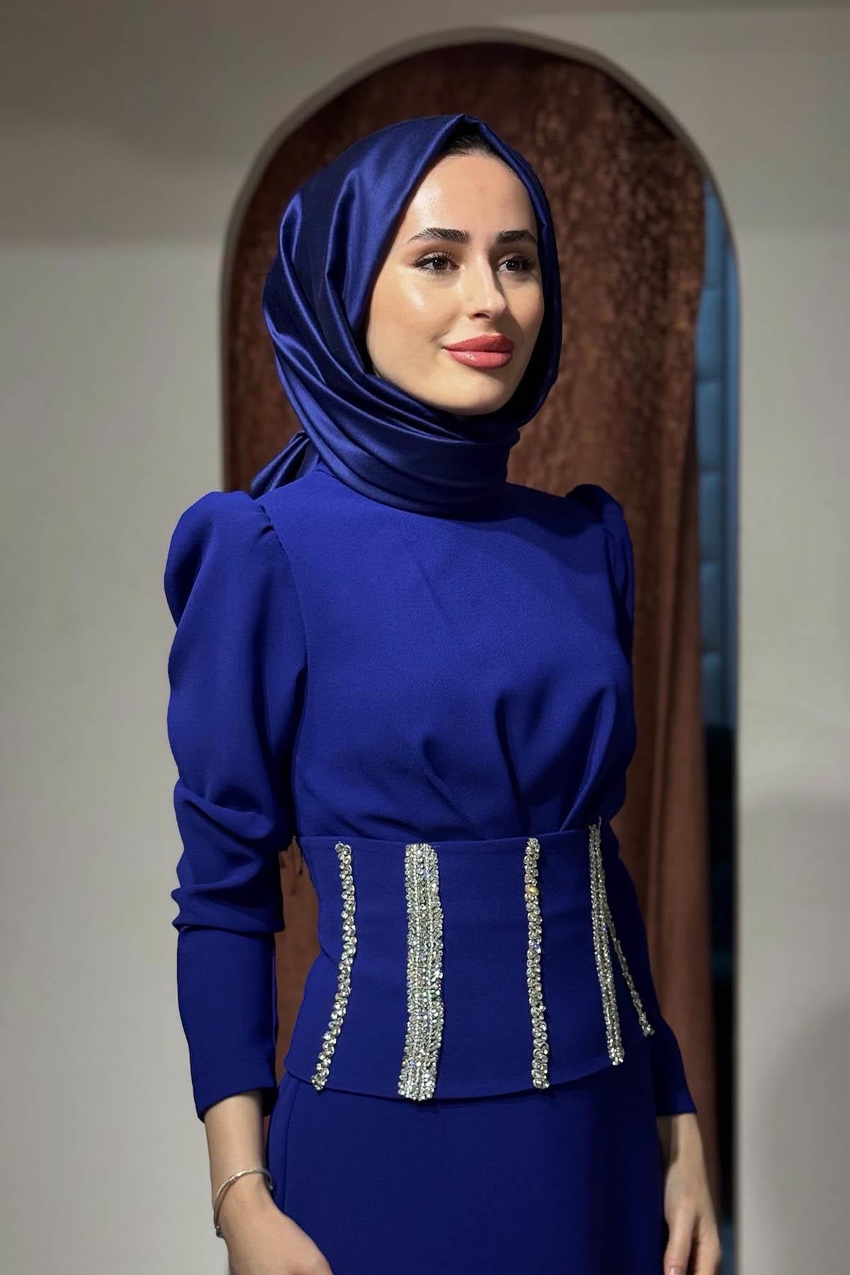 JAMİLA SARAH Velora Abiye SS26-3335 Gece Mavisi