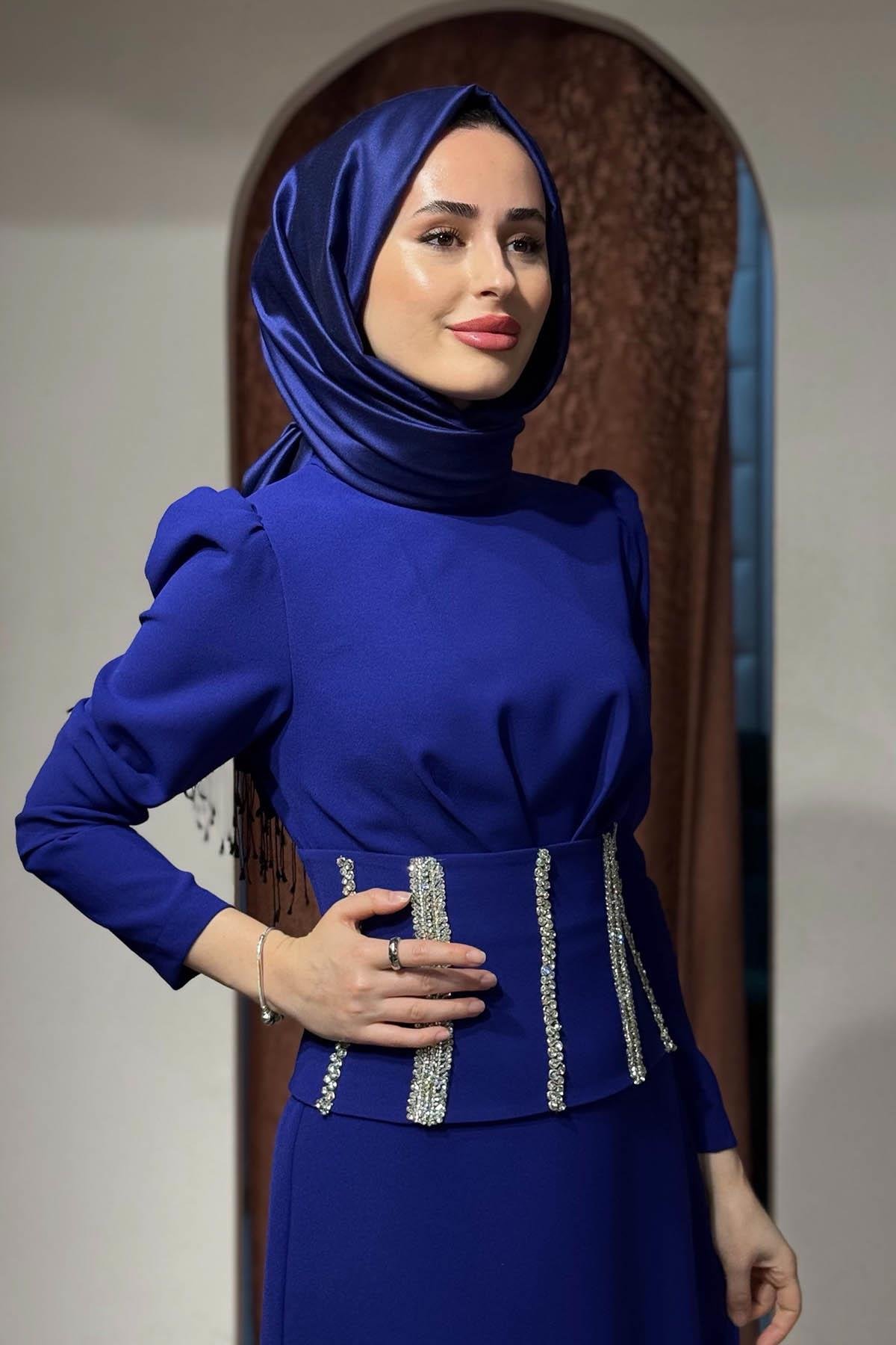 JAMİLA SARAH Velora Abiye SS26-3335 Gece Mavisi
