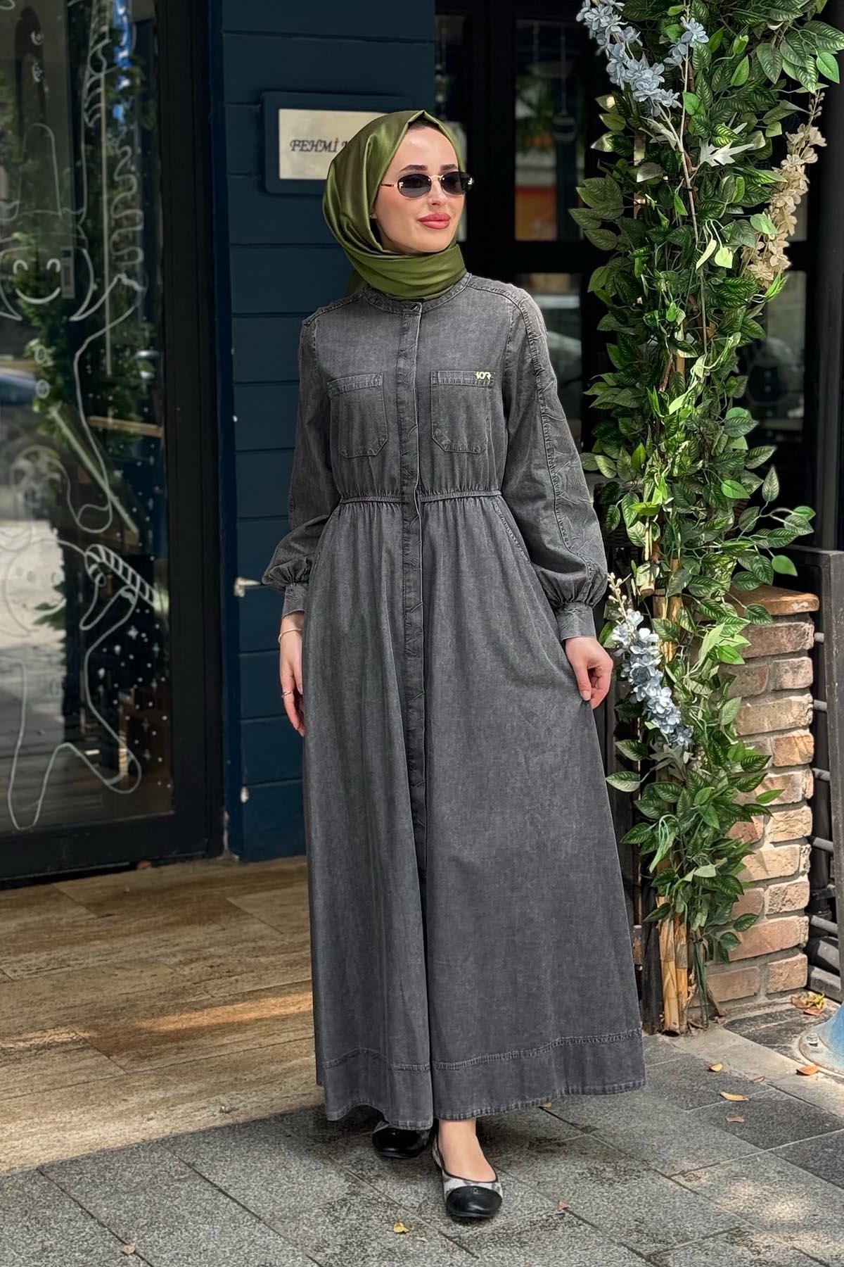 KAYRA Elbise KY-B26-83016 Antrasit