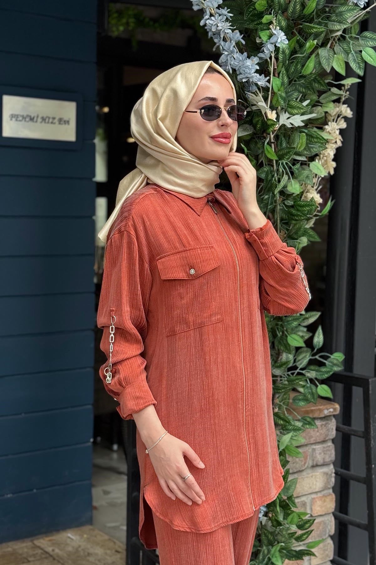 KAYRA Pantolonlu Takım KY-B26-76012 Kiremit
