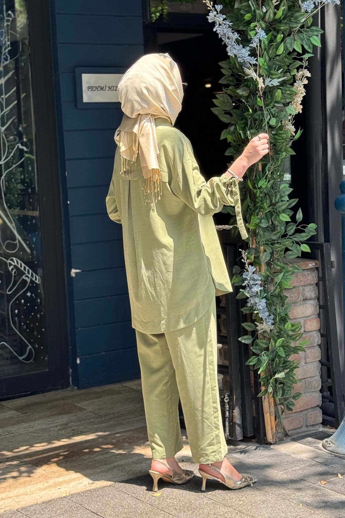 Kayra Pantolonlu Takım KY-B26-76021 Matcha Yeşili