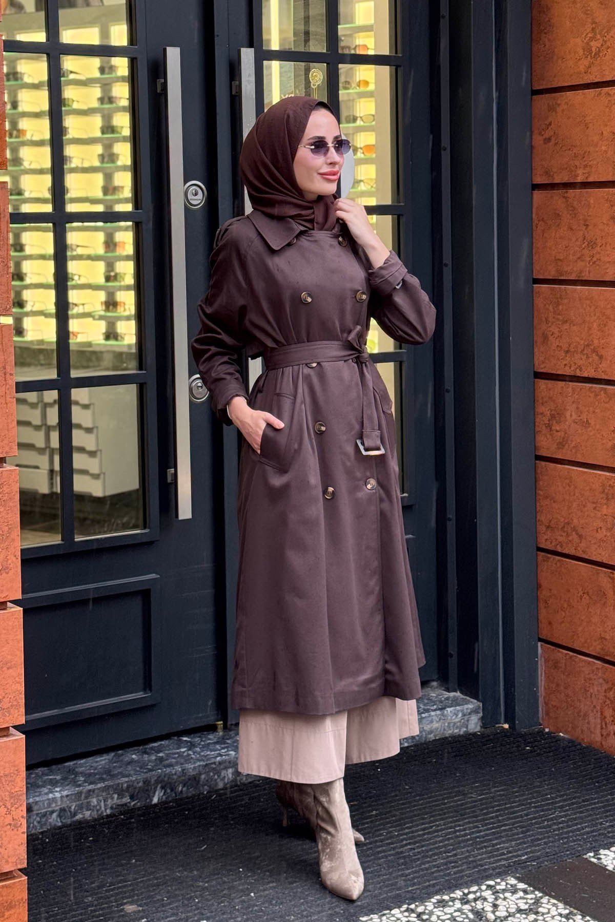 KAYRA Trençkot KA-A26-14013 Koyu Kahve