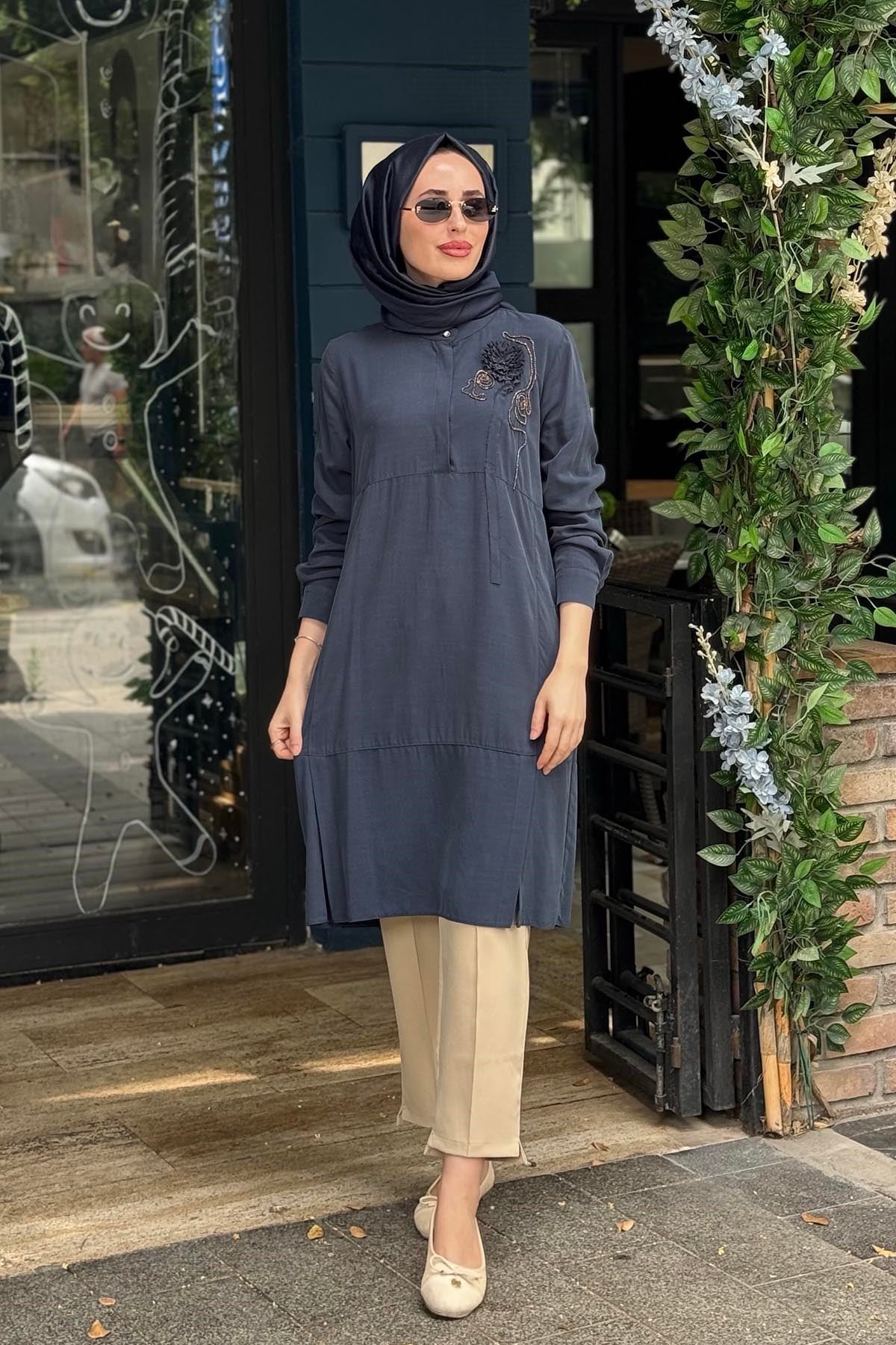 KAYRA Tunik KA-B26-21088 KOYU LACİVERT