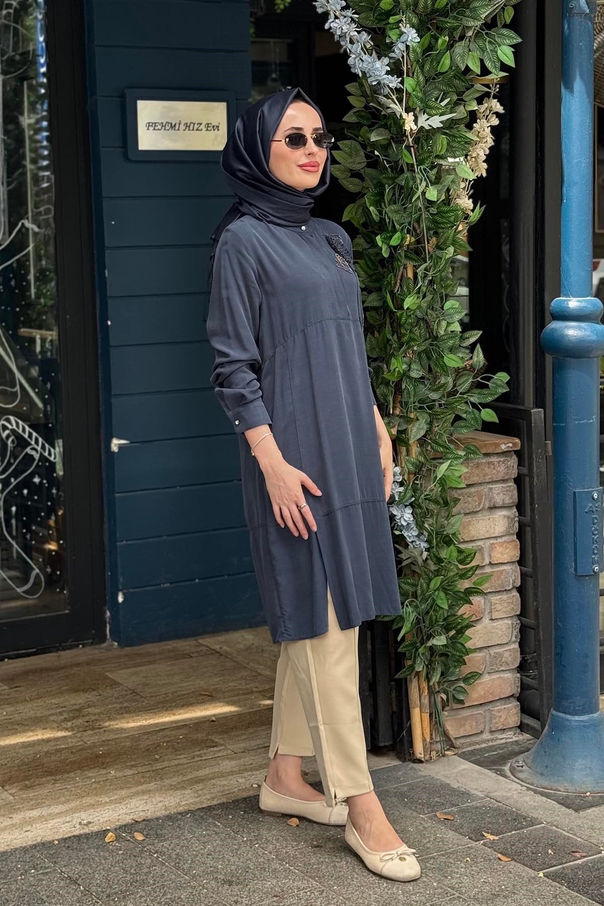 KAYRA Tunik KA-B26-21088 KOYU LACİVERT