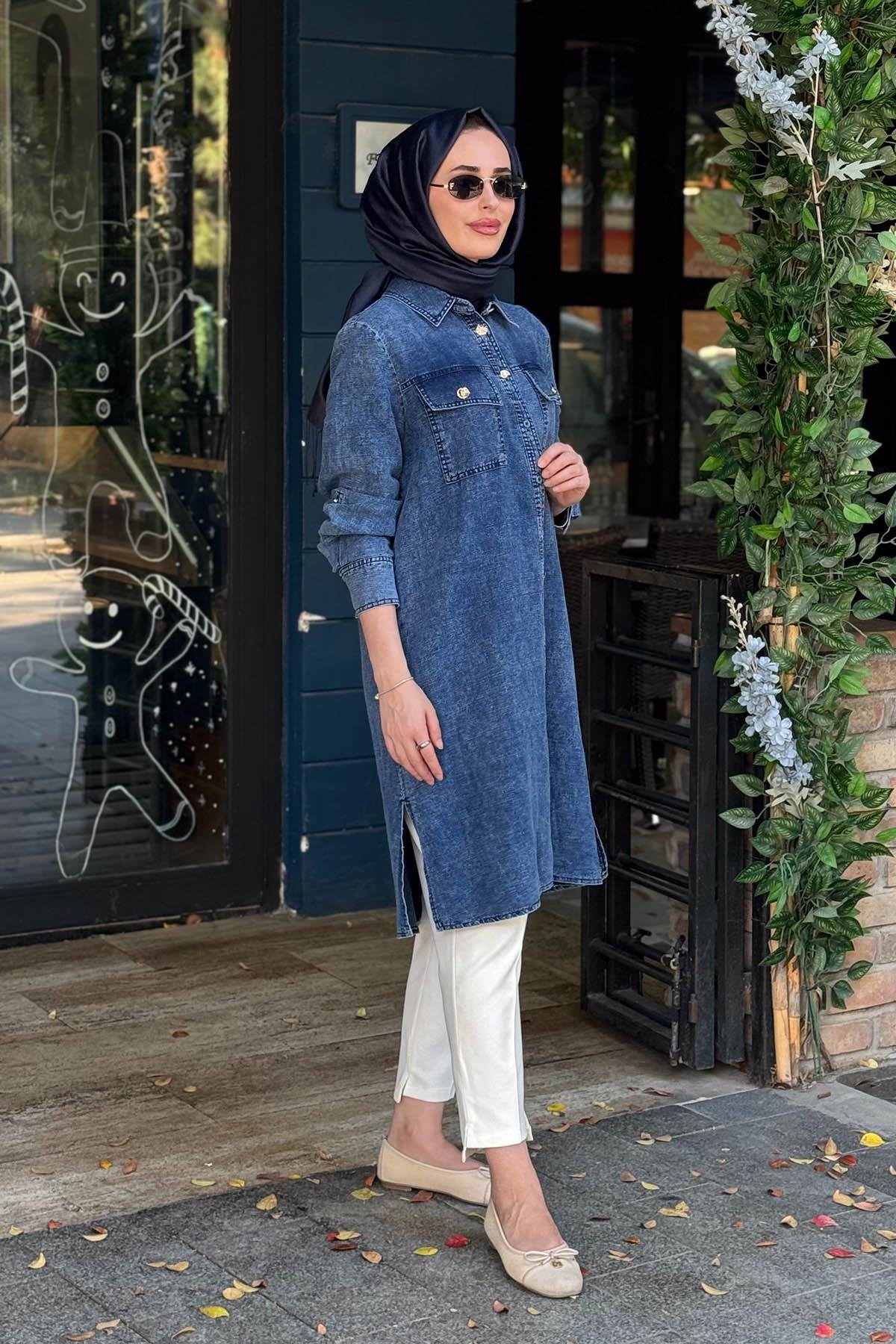 KAYRA Tunik KA-B26-21182 İndigo