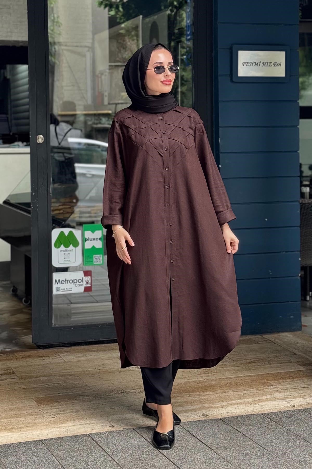 KAYRA Tunik KA-B26-21186 Koyu Kahve