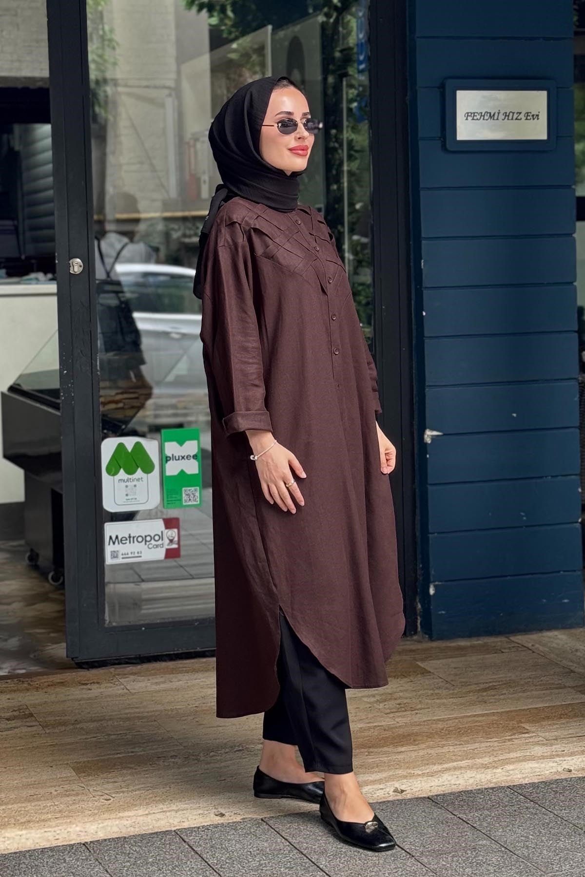 KAYRA Tunik KA-B26-21186 Koyu Kahve