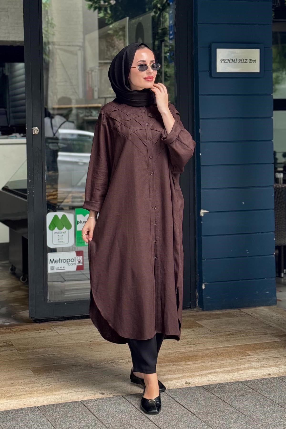 KAYRA Tunik KA-B26-21186 Koyu Kahve