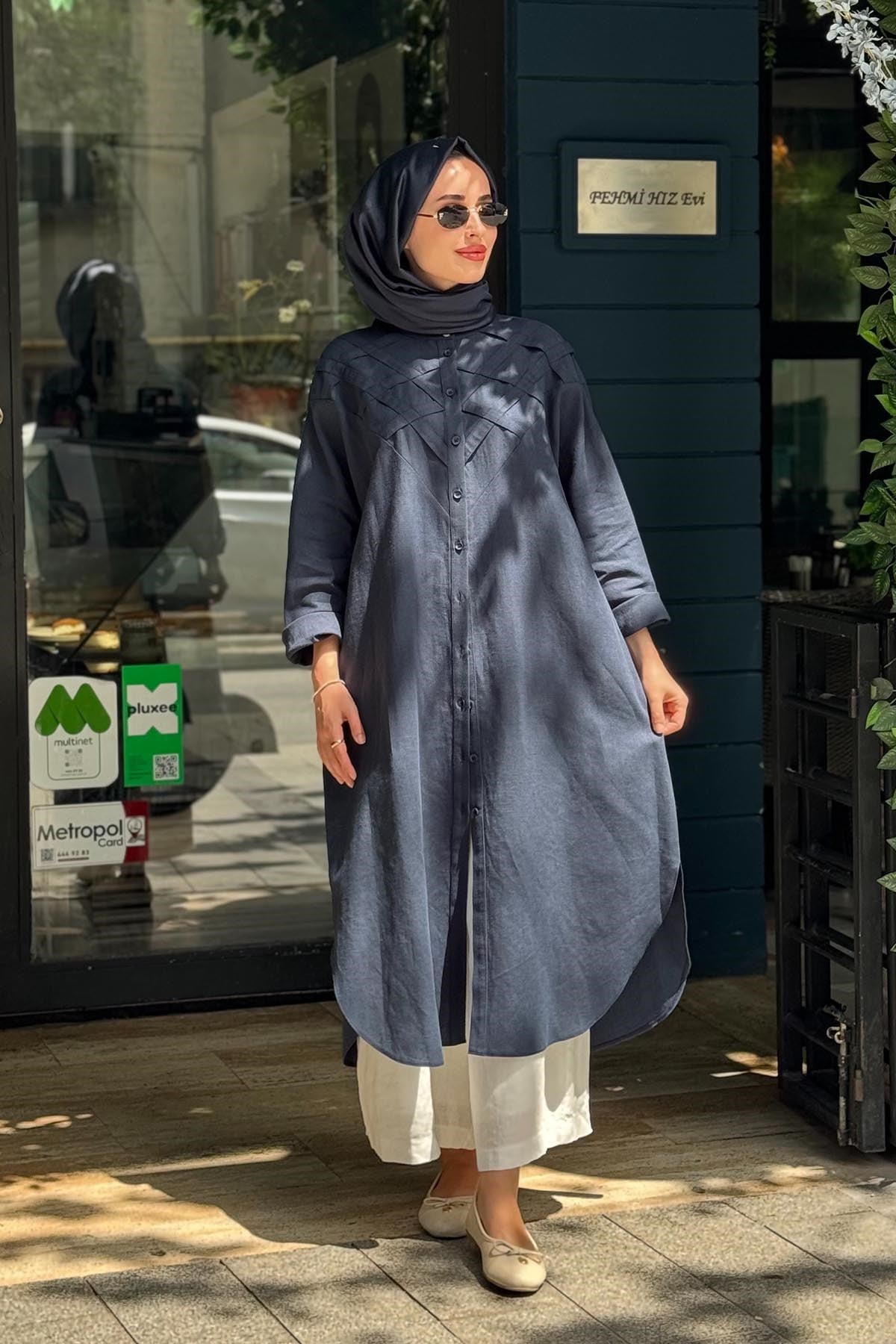 KAYRA Tunik KA-B26-21186 KOYU LACİVERT