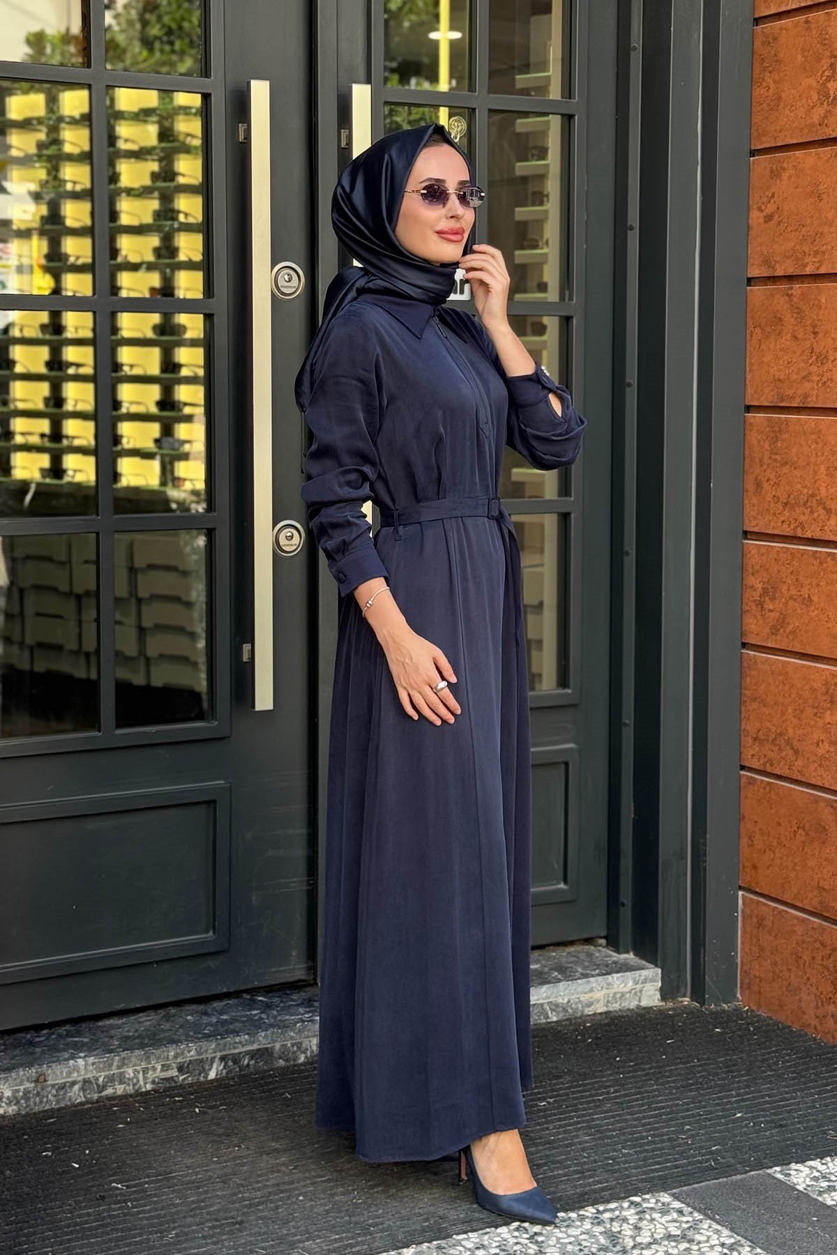 MİSS DALİDA Gömlek Yaka Elbise 3264801 Lacivert