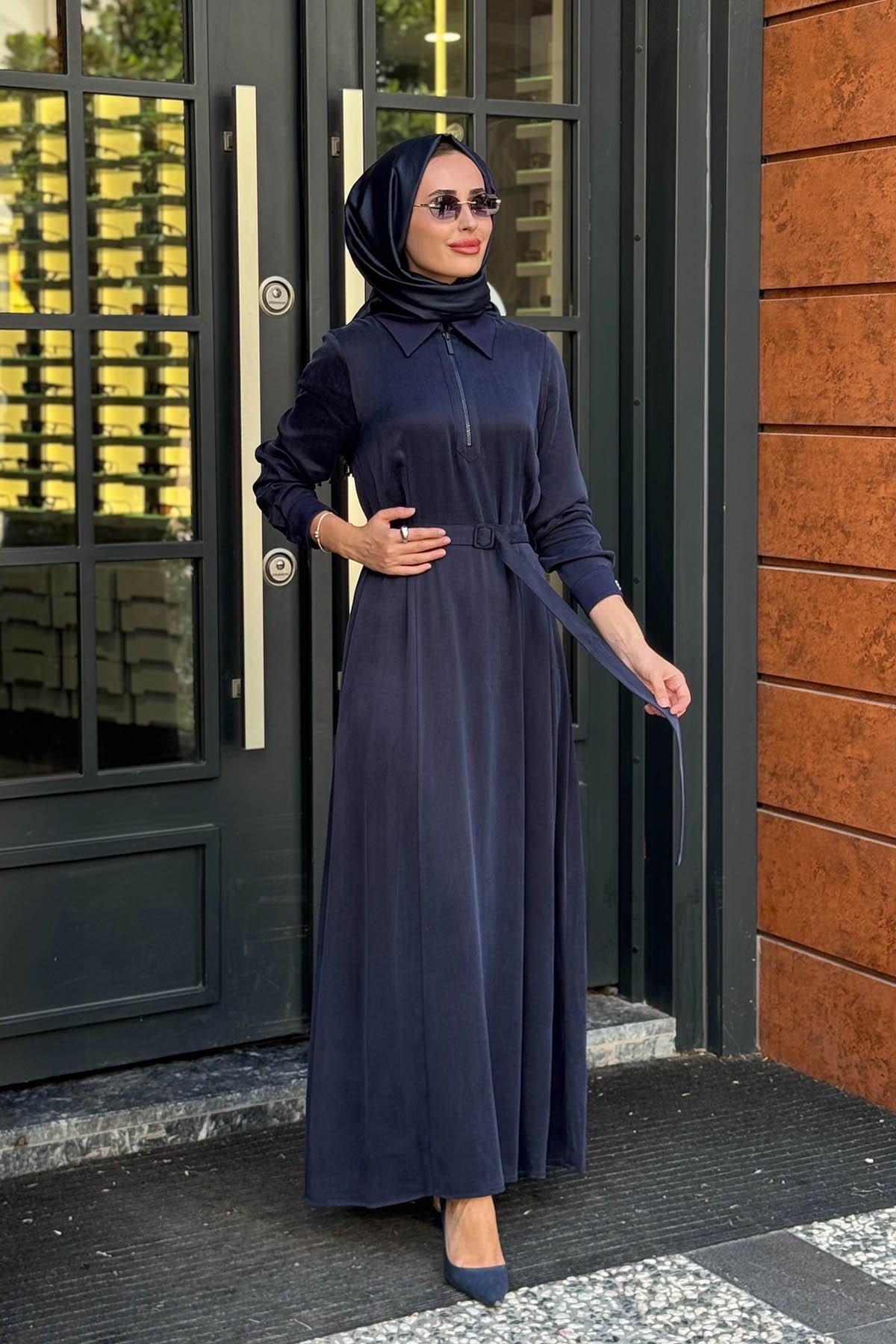 MİSS DALİDA Gömlek Yaka Elbise 3264801 Lacivert