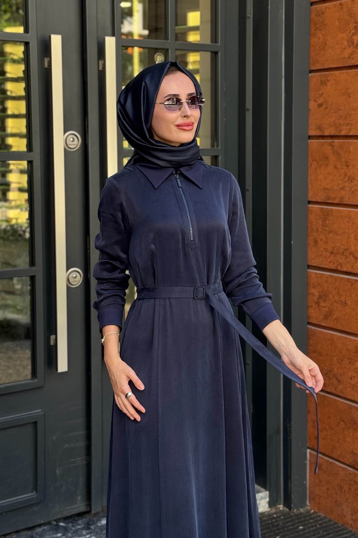 MİSS DALİDA Gömlek Yaka Elbise 3264801 Lacivert