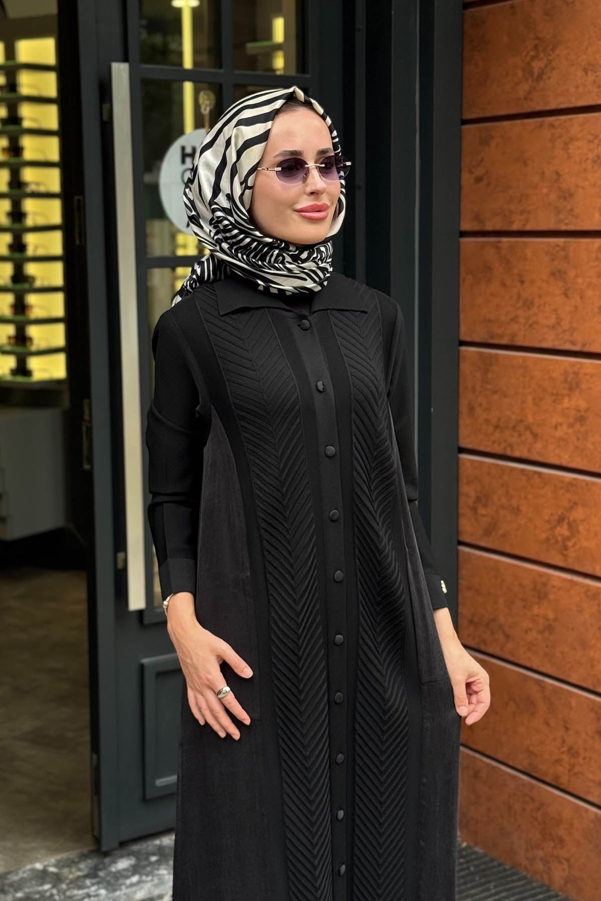 MİSS DALİDA Gömlek Yaka Triko Hırka 3269027 Siyah